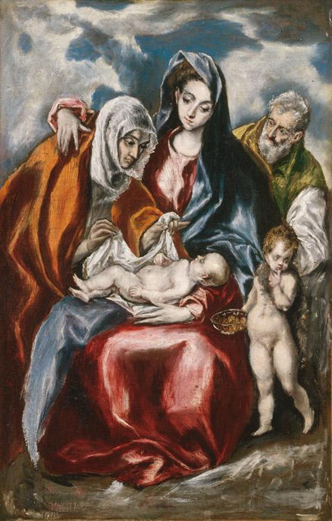El Greco The Holy Family with St Anne and the young St John Baptist (mk08) Spain oil painting art